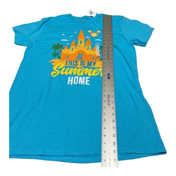 Disney Parks T-Shirt Mens L Blue Summer Home Castle Ears World Logo Fun Vacation - Picture 2 of 7